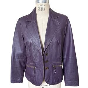 Bonita Purple Leather Blazer Size Medium